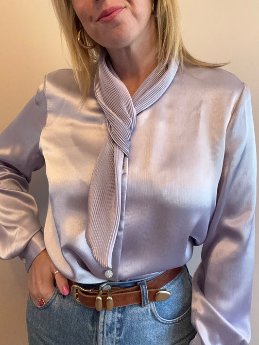 Vintage ‘pleated neck tie’ blouse