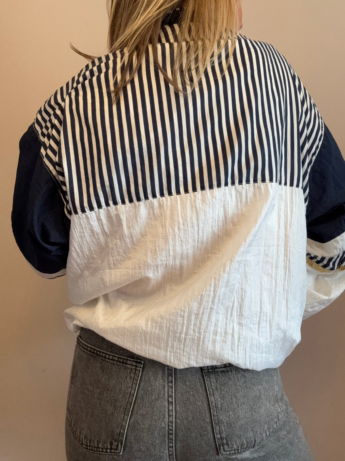 Vintage navy & white windbreaker jacket