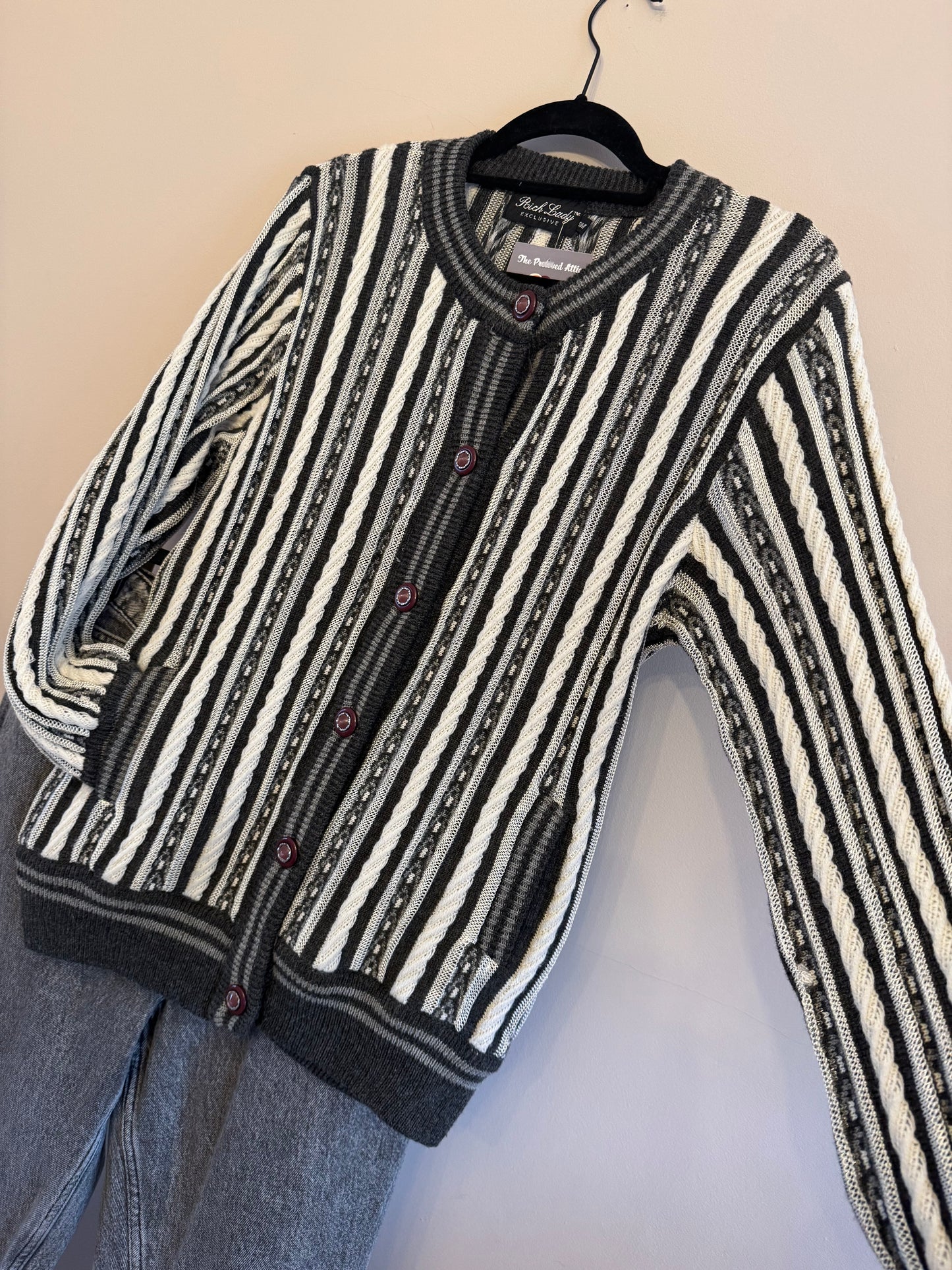 Vintage grey striped cardigan