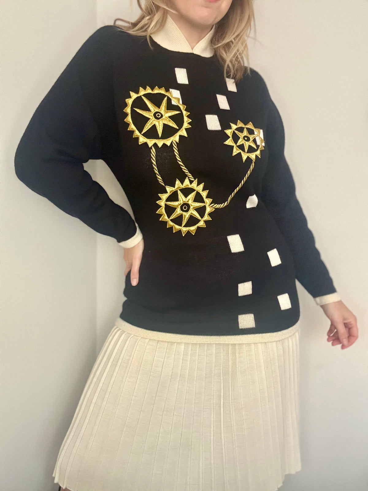 Vintage ‘gold & pleats’ two piece set