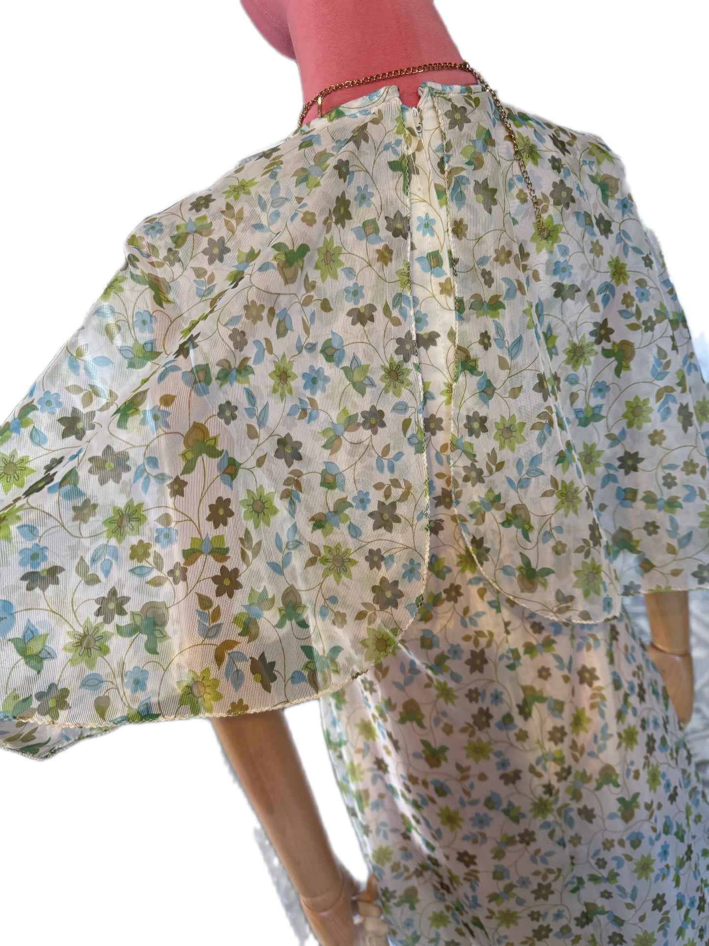 Vintage 1970s cape maxi dress
