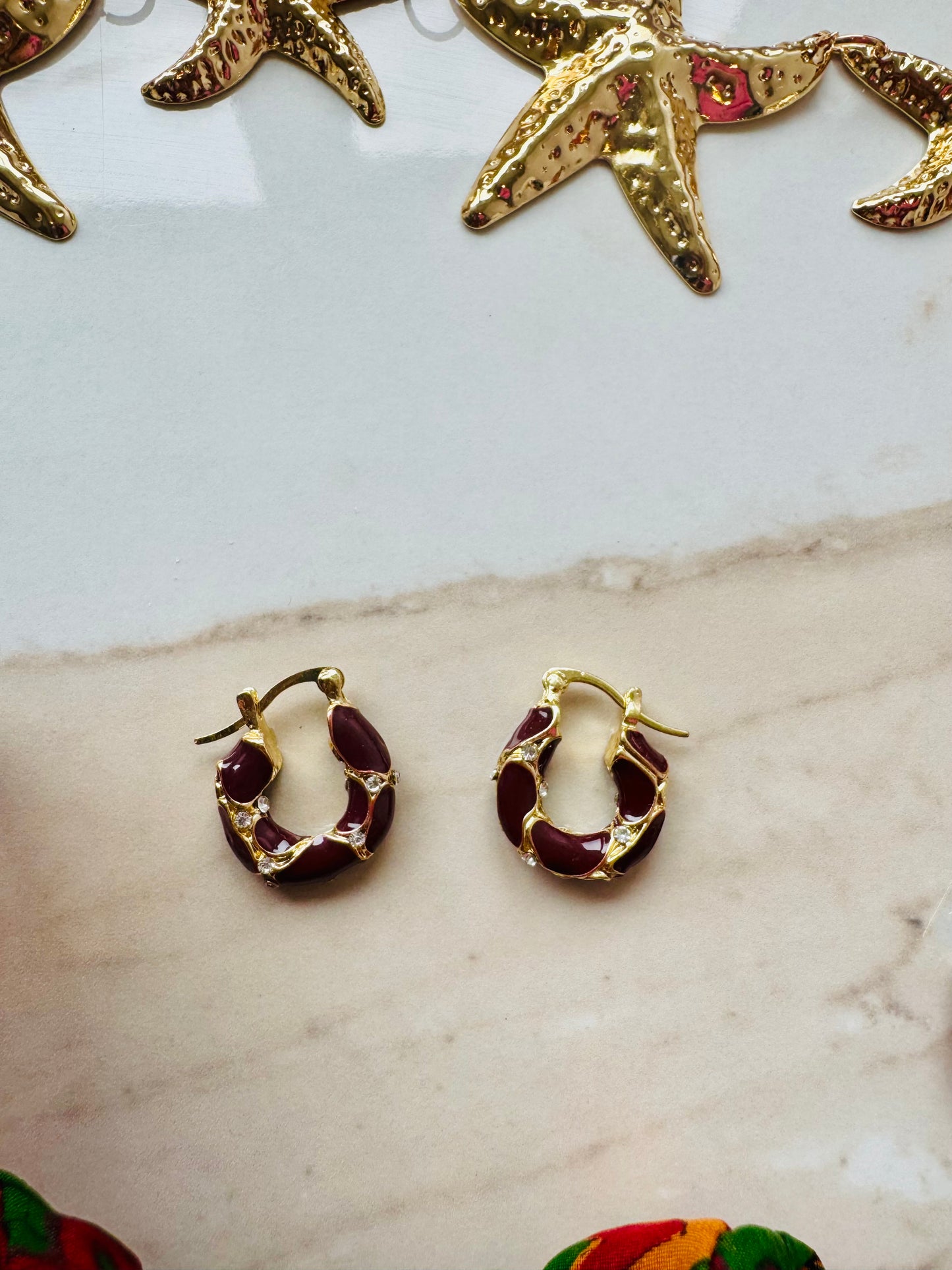 Enamel hoop earrings