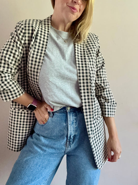 Gingham check blazer