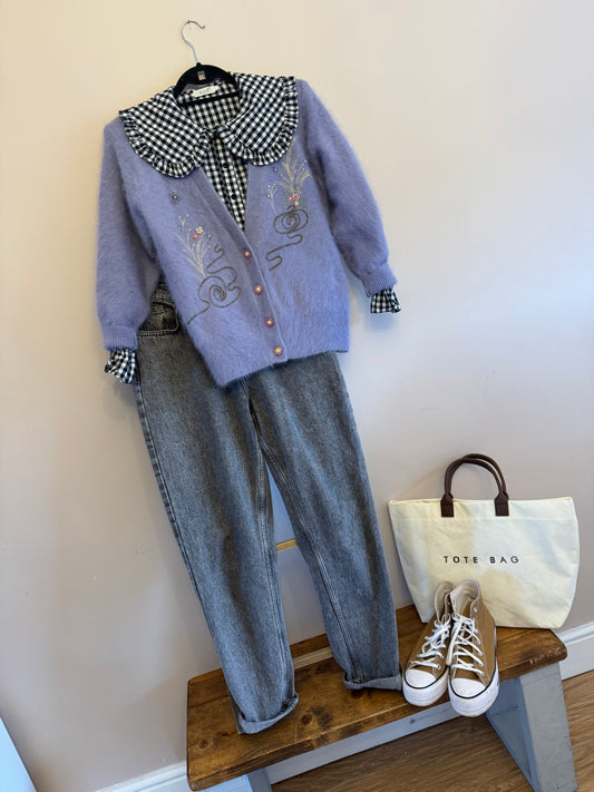 Vintage angora knit with embellished details