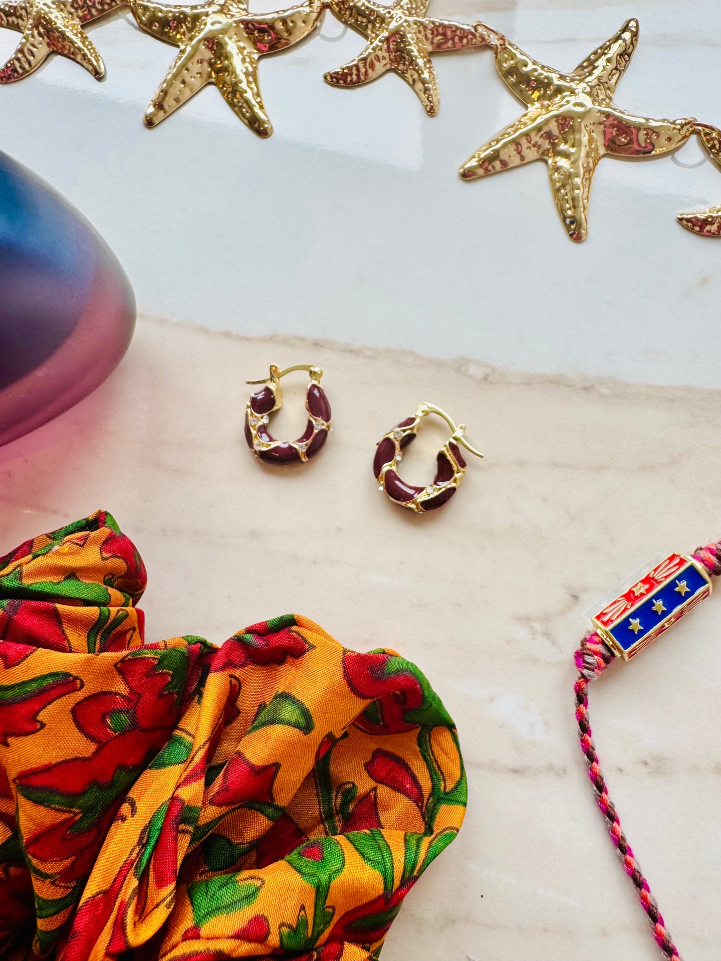 Enamel hoop earrings