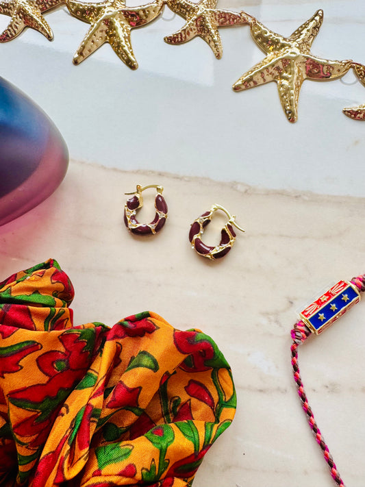 Enamel hoop earrings