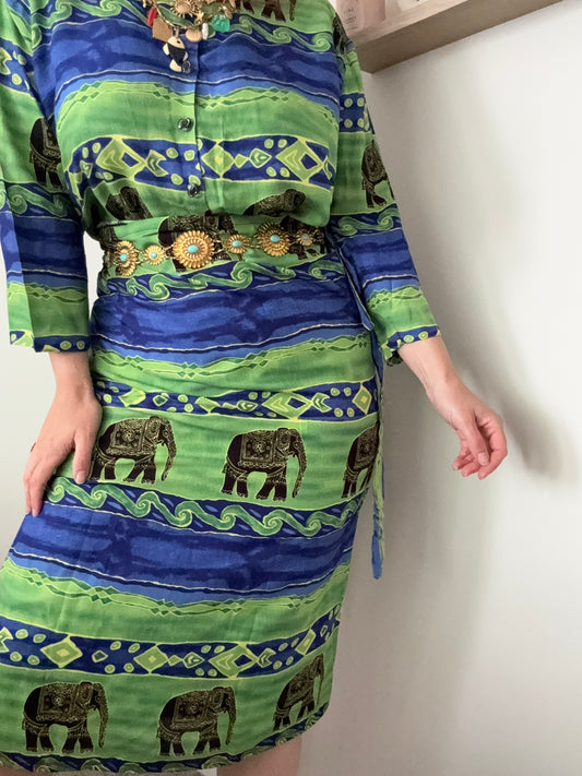 1990s elephant pattern two piece set