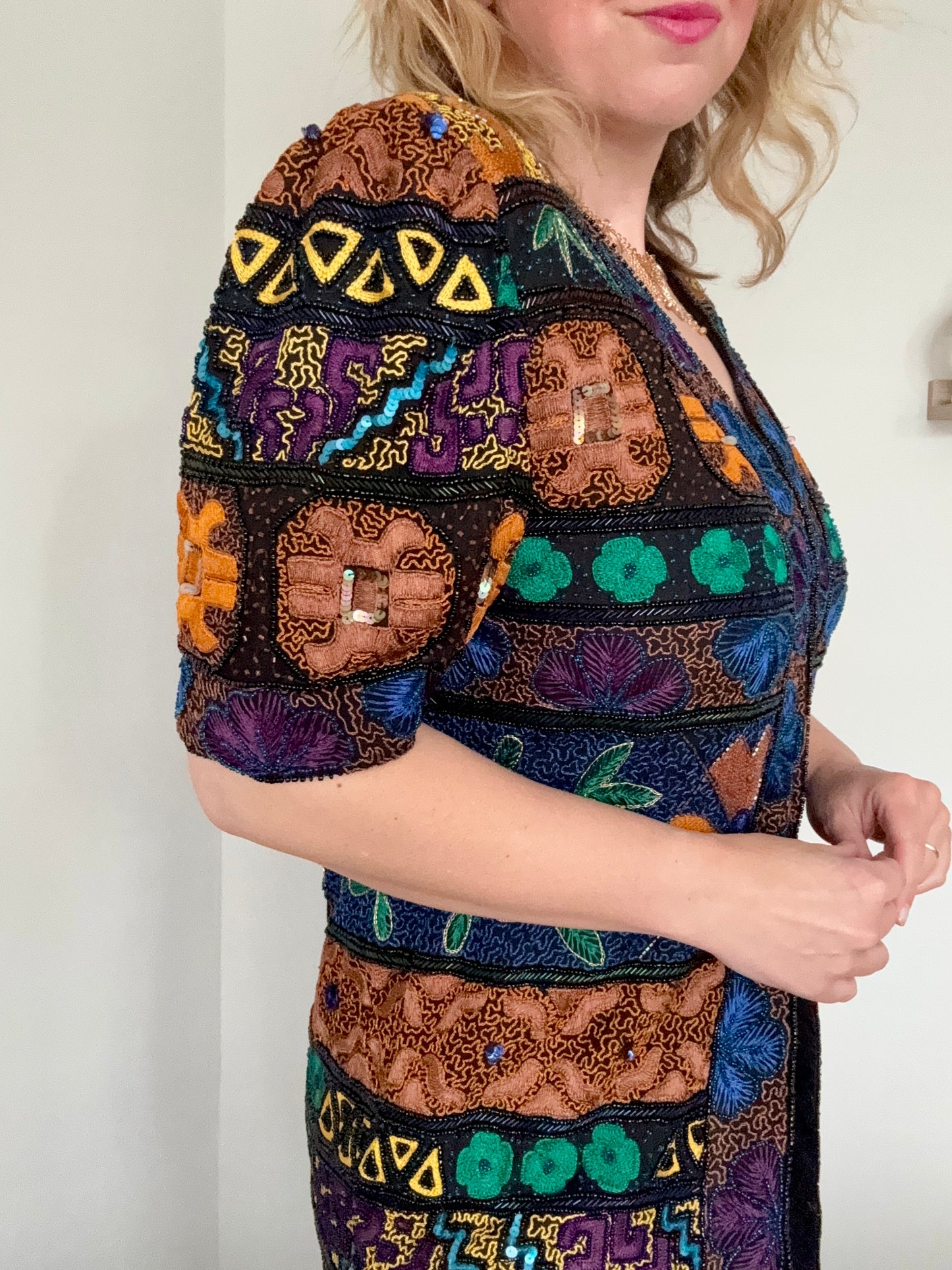 Vintage 1990s beaded, sequinned & embroidered trophy jacket.