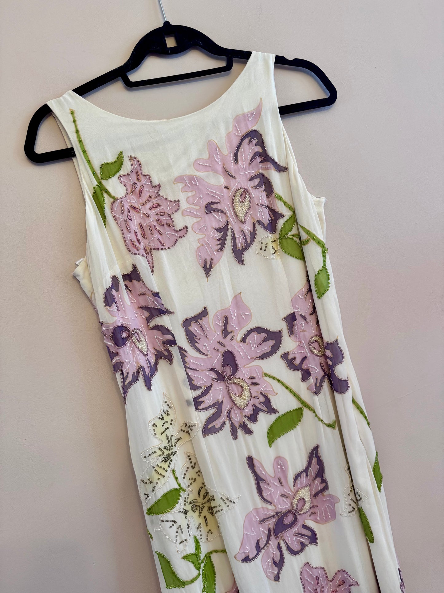 1990s beaded silk midi dress