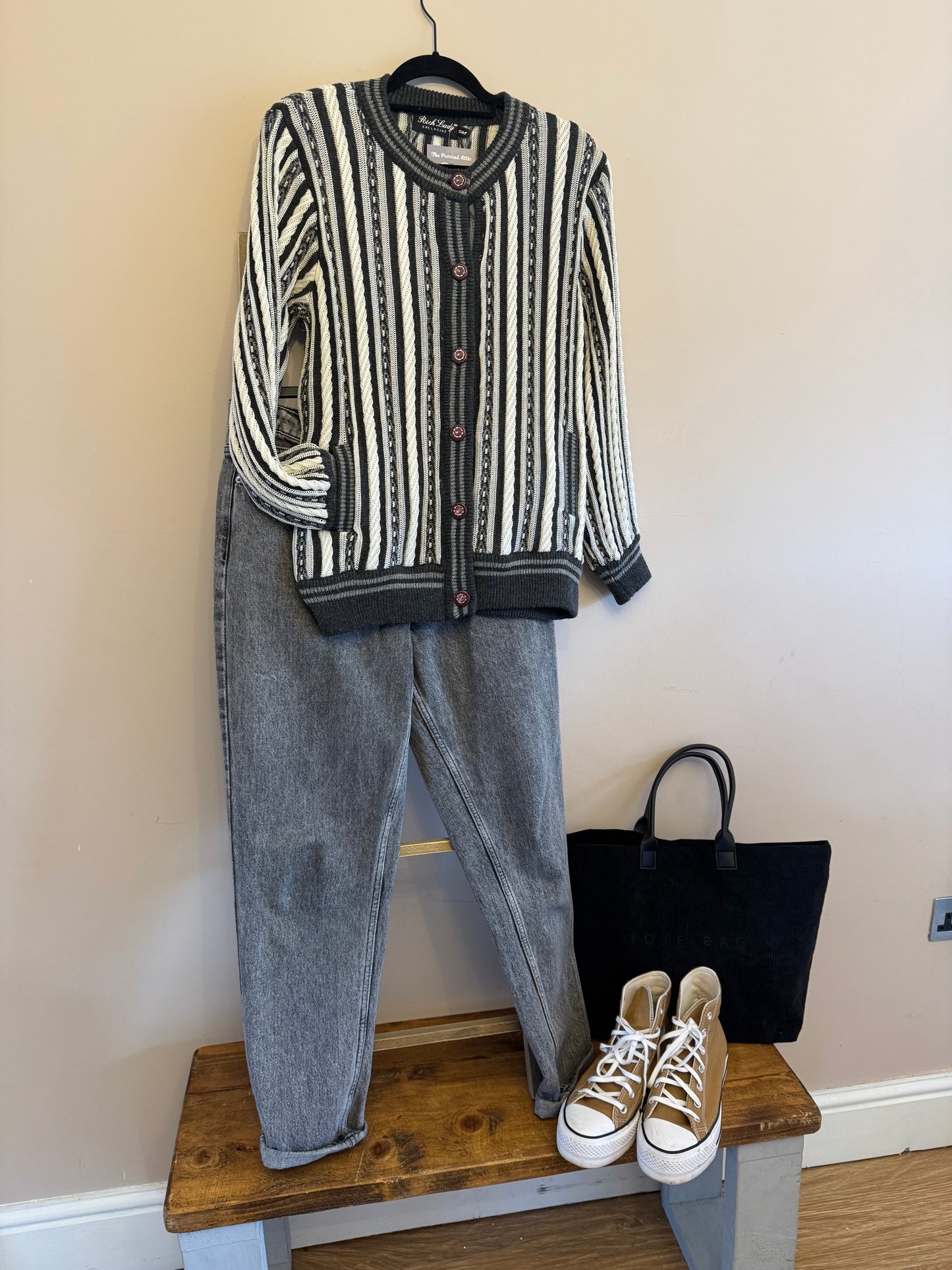 Vintage grey striped cardigan