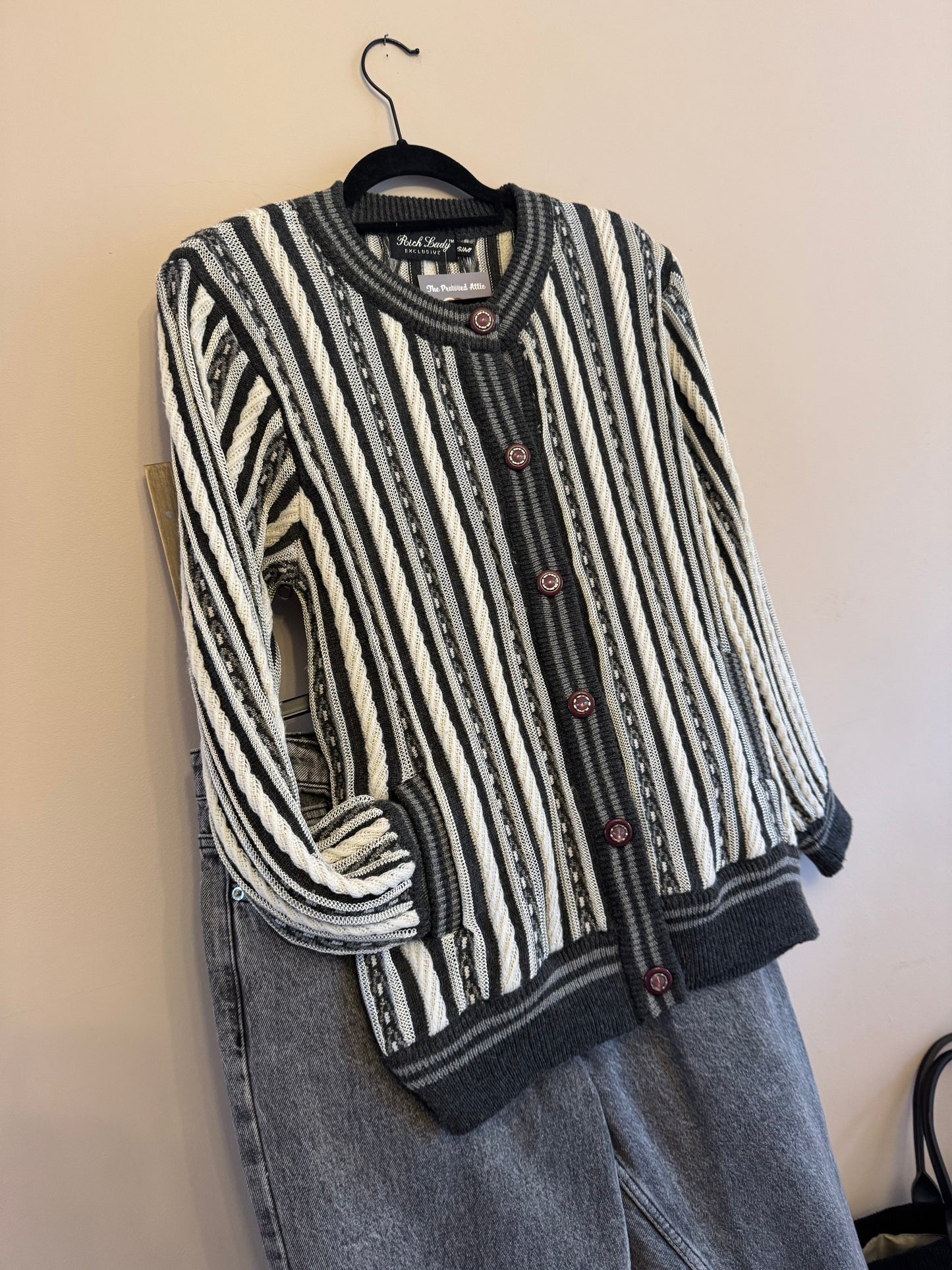 Vintage grey striped cardigan