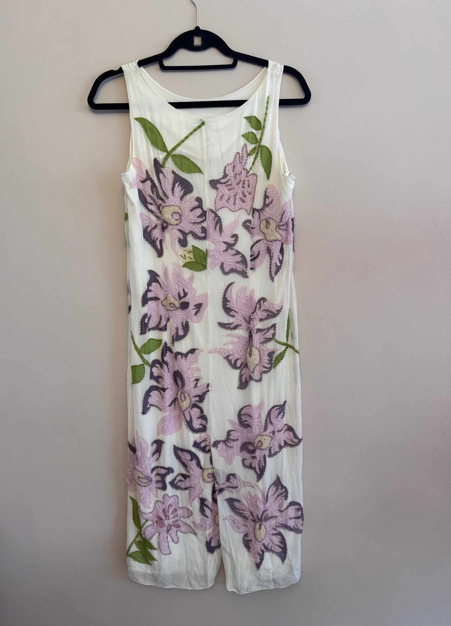 1990s beaded silk midi dress