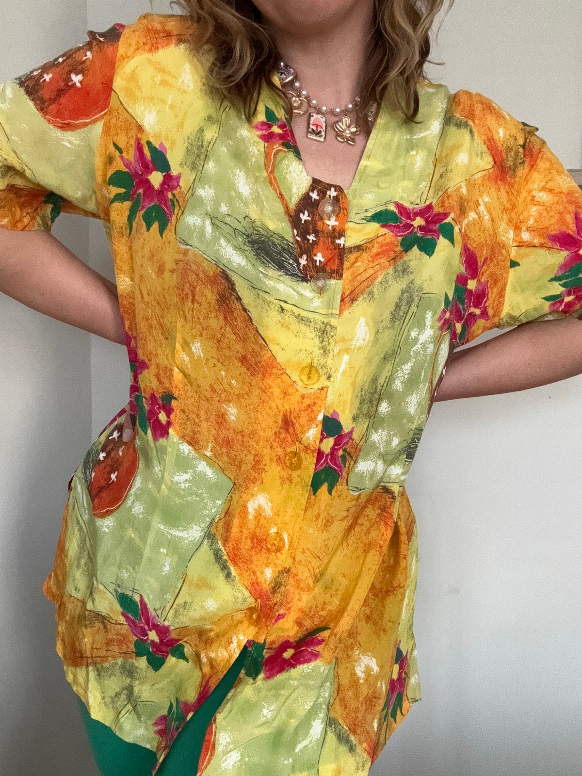 Vintage ‘art-to-wear’ print blouse