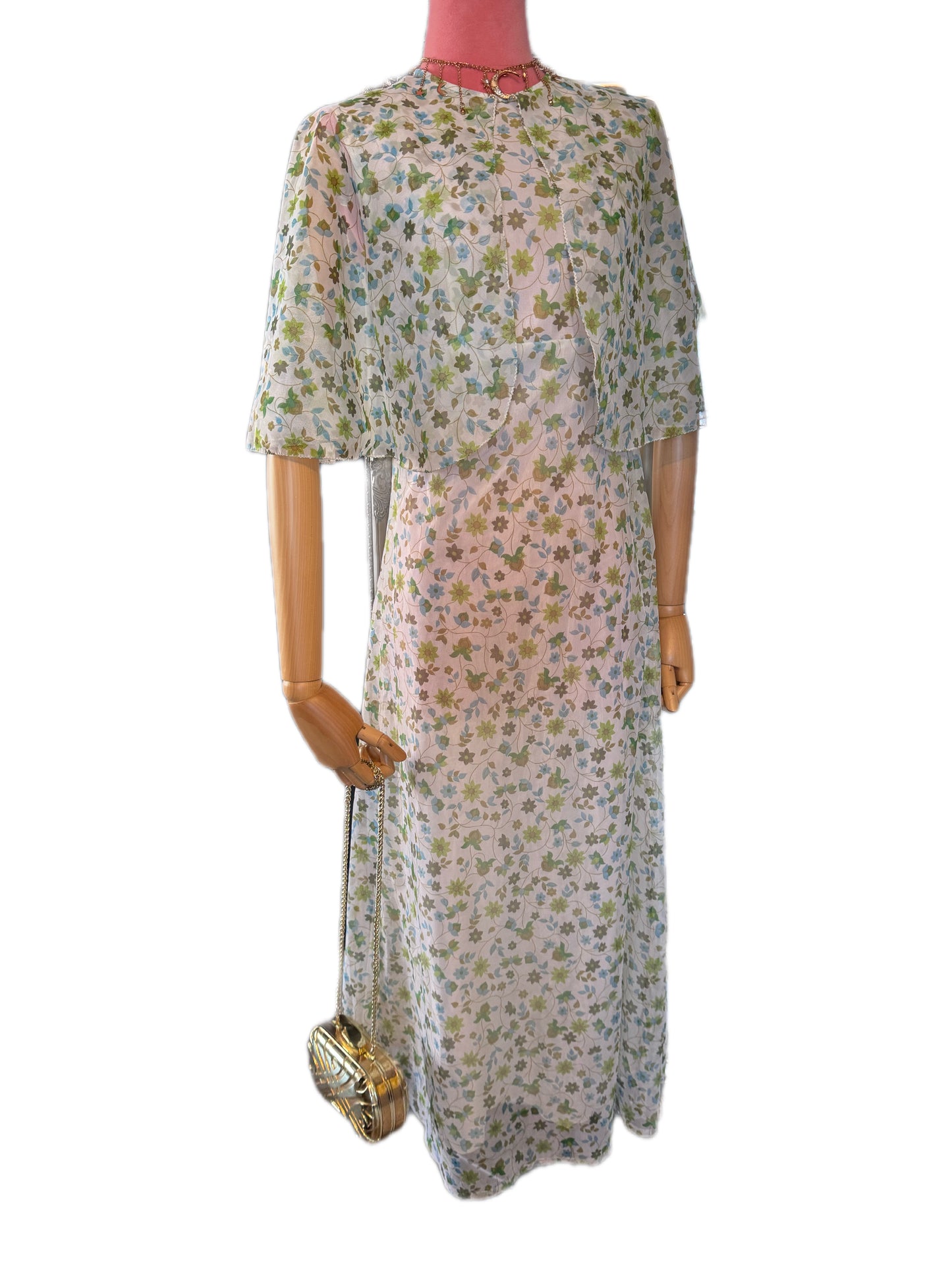 Vintage 1970s cape maxi dress