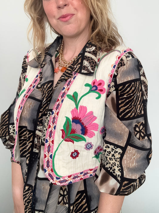 Zara embroidered open waistcoat