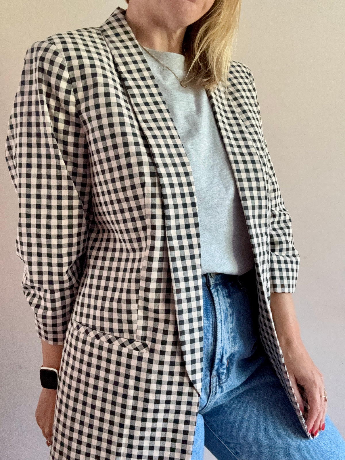 Gingham check blazer