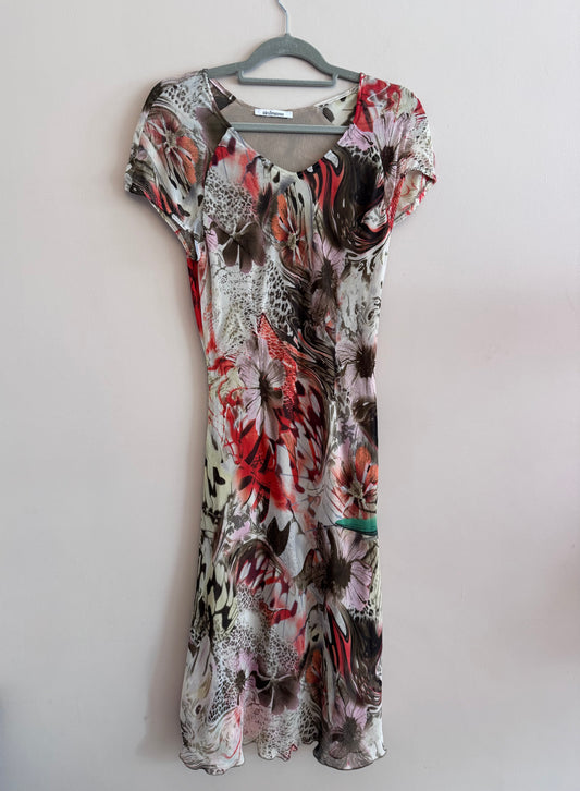 Y2K abstract floral print dress
