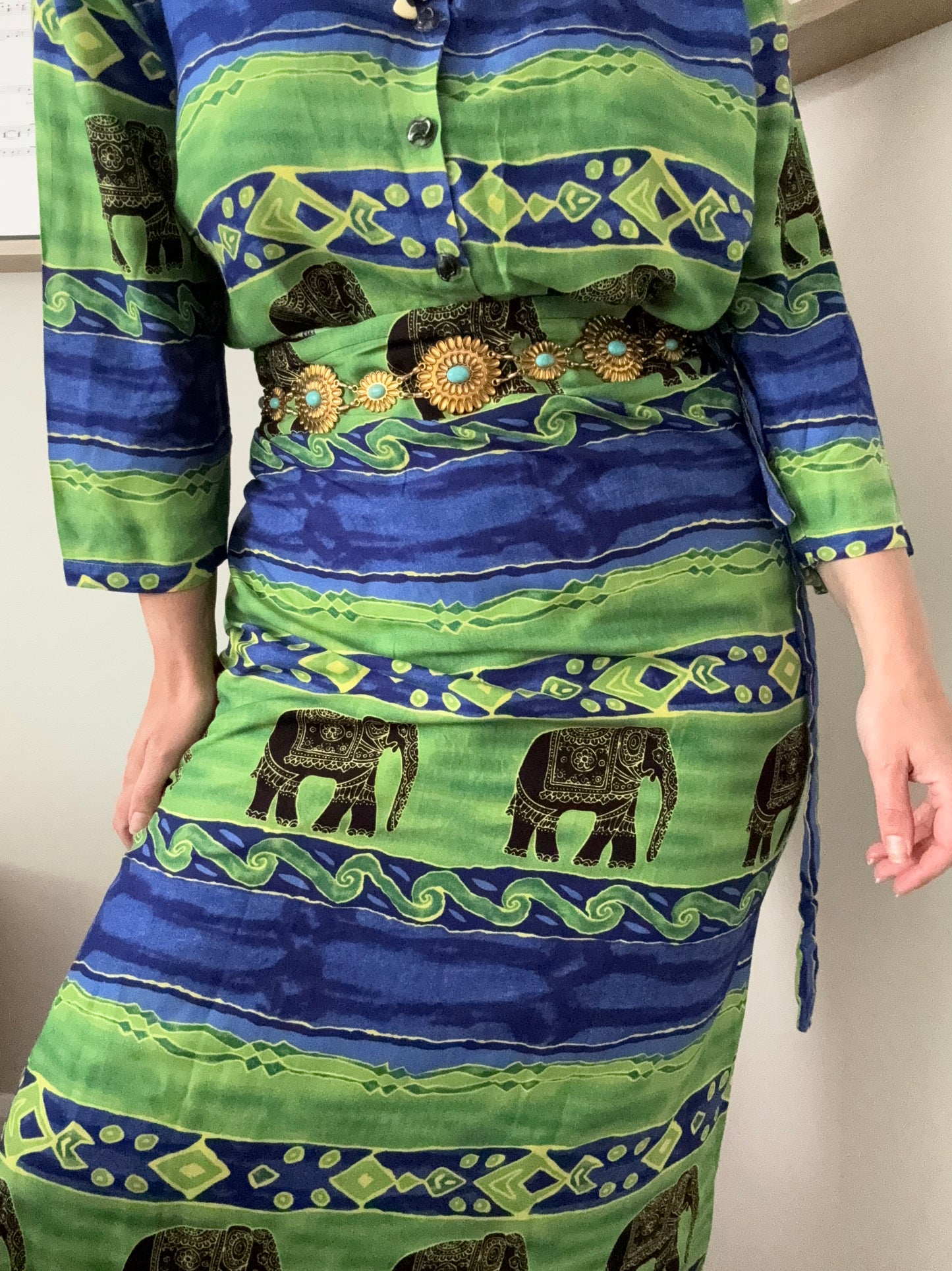 1990s elephant pattern two piece set