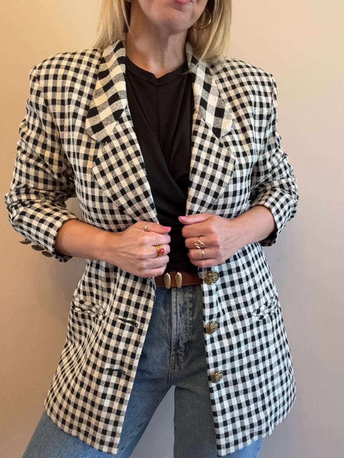 Vintage ‘gingham checkered’ blazer