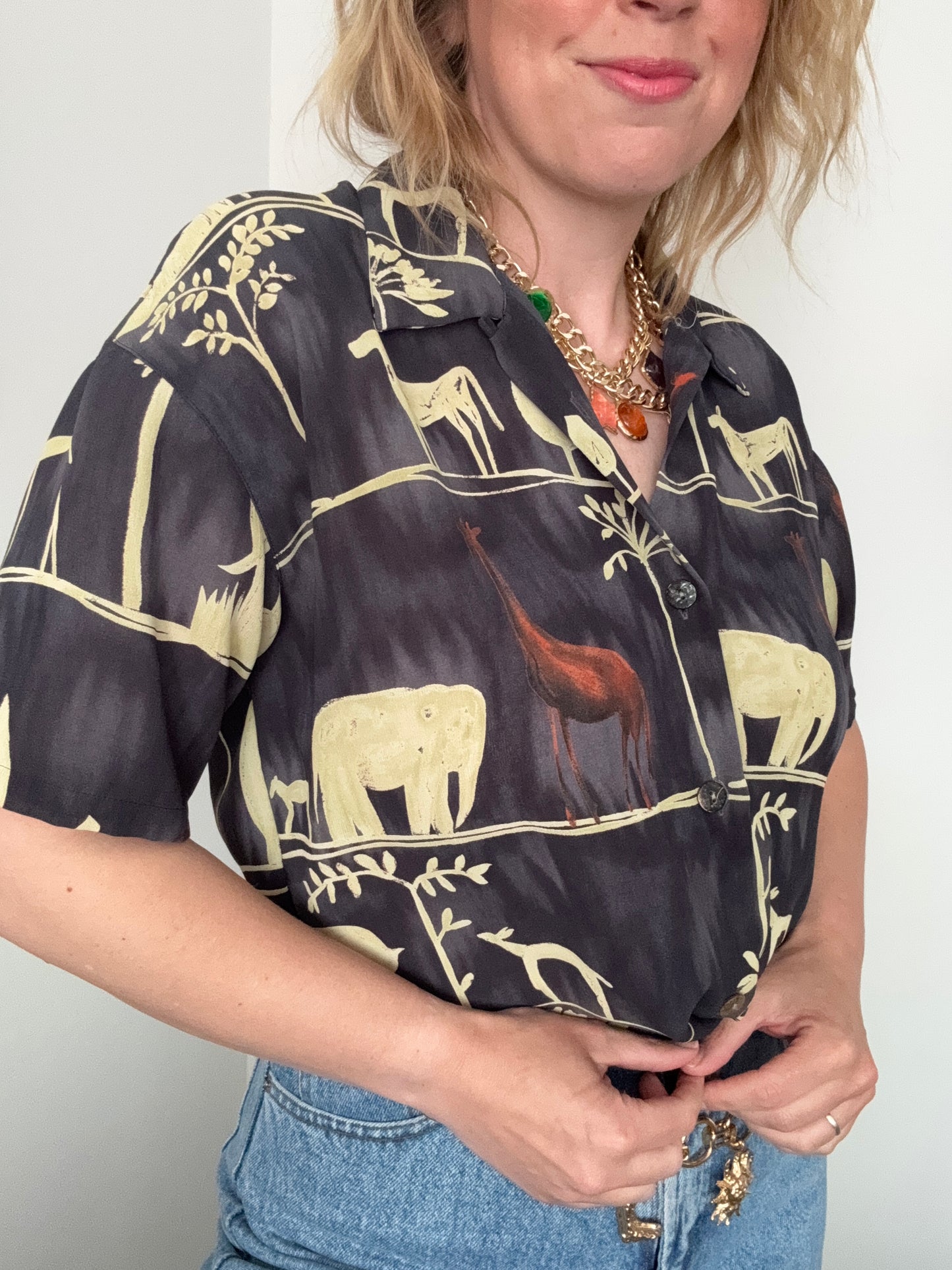 Vintage safari animal print shirt