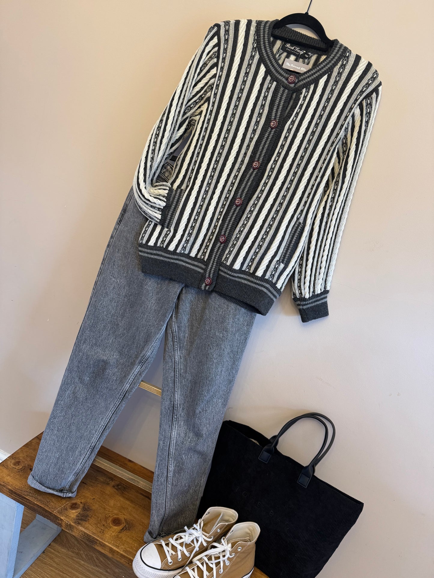Vintage grey striped cardigan
