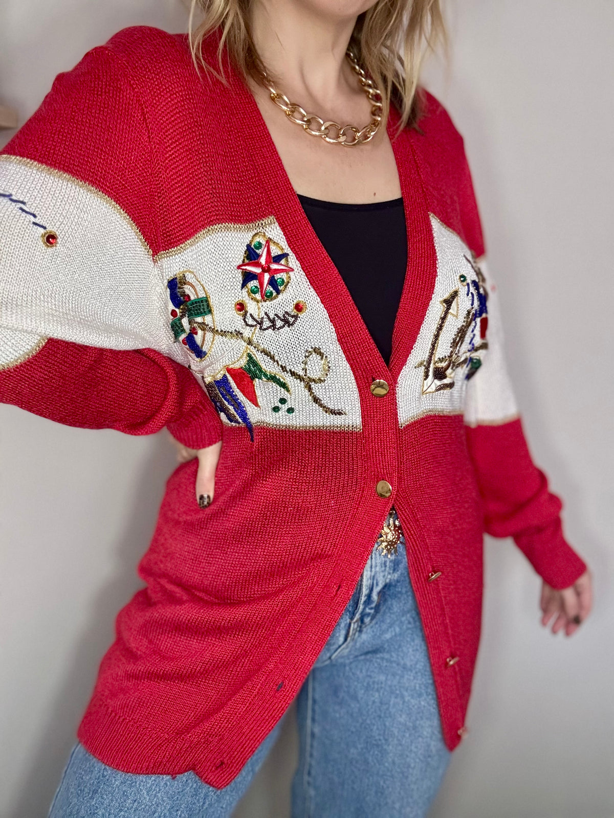 Vintage ‘beaded & nautical’ cardigan