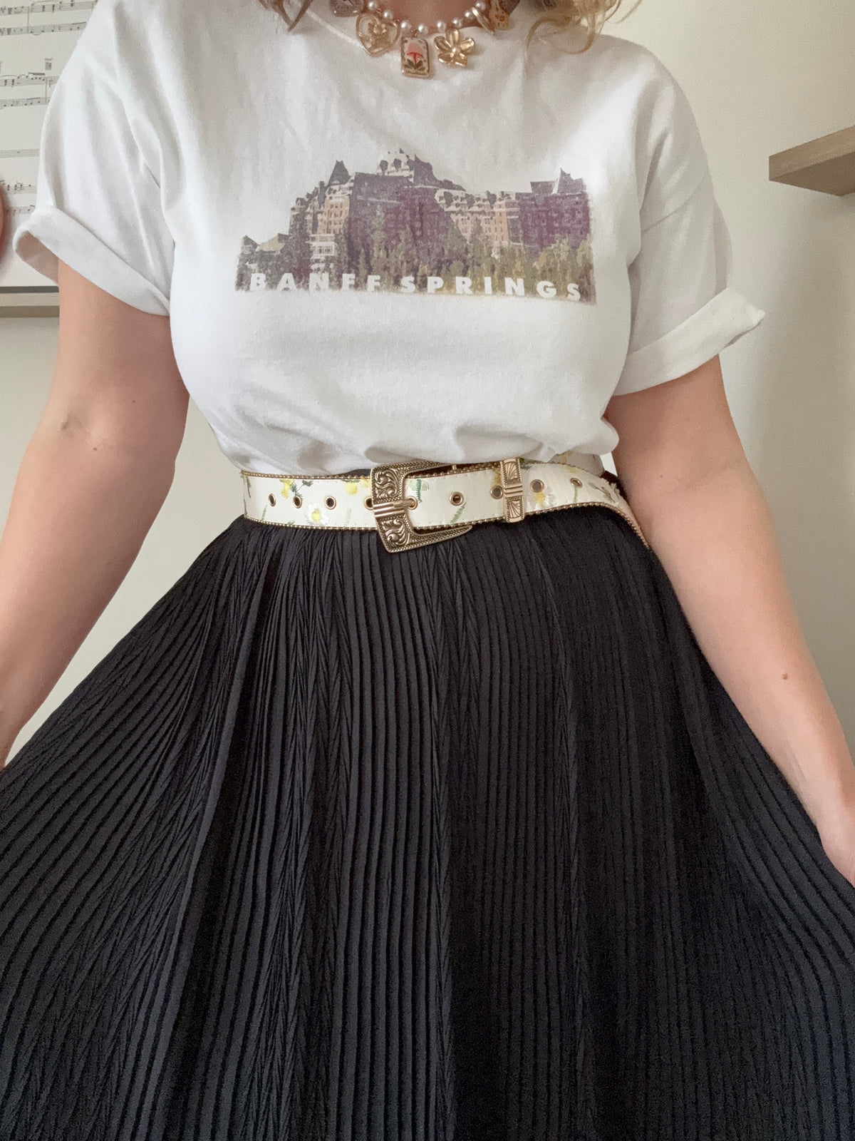 Vintage ‘plaited pleats’ black midi skirt