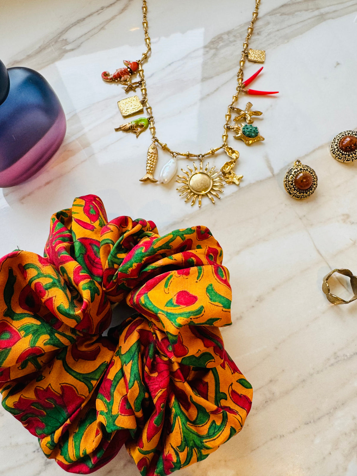 ‘Holiday’ vintage silk scrunchie