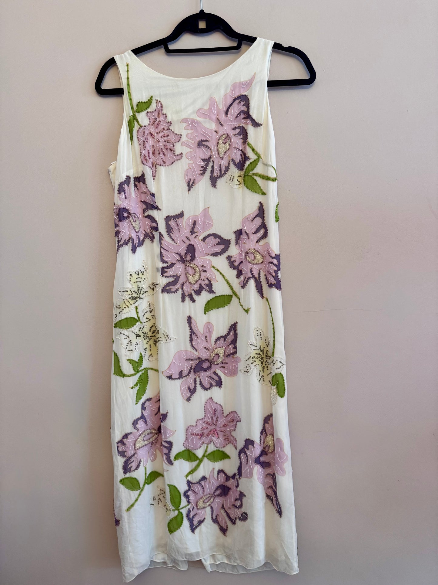 1990s beaded silk midi dress