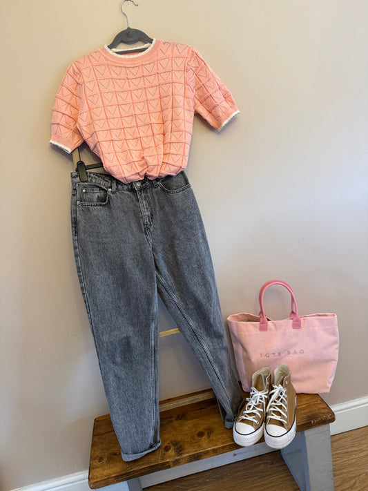 Heart print knit jumper