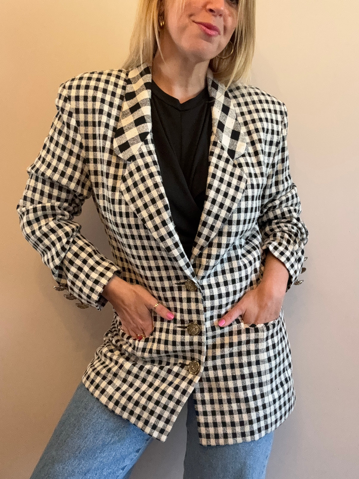 Vintage ‘gingham checkered’ blazer