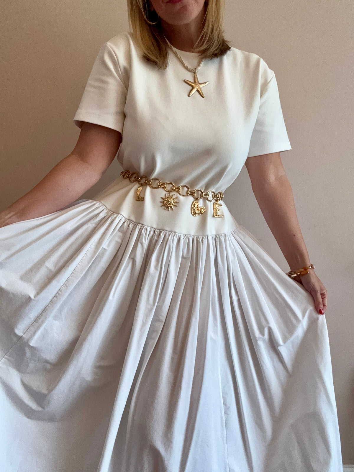 White Contrast Dress