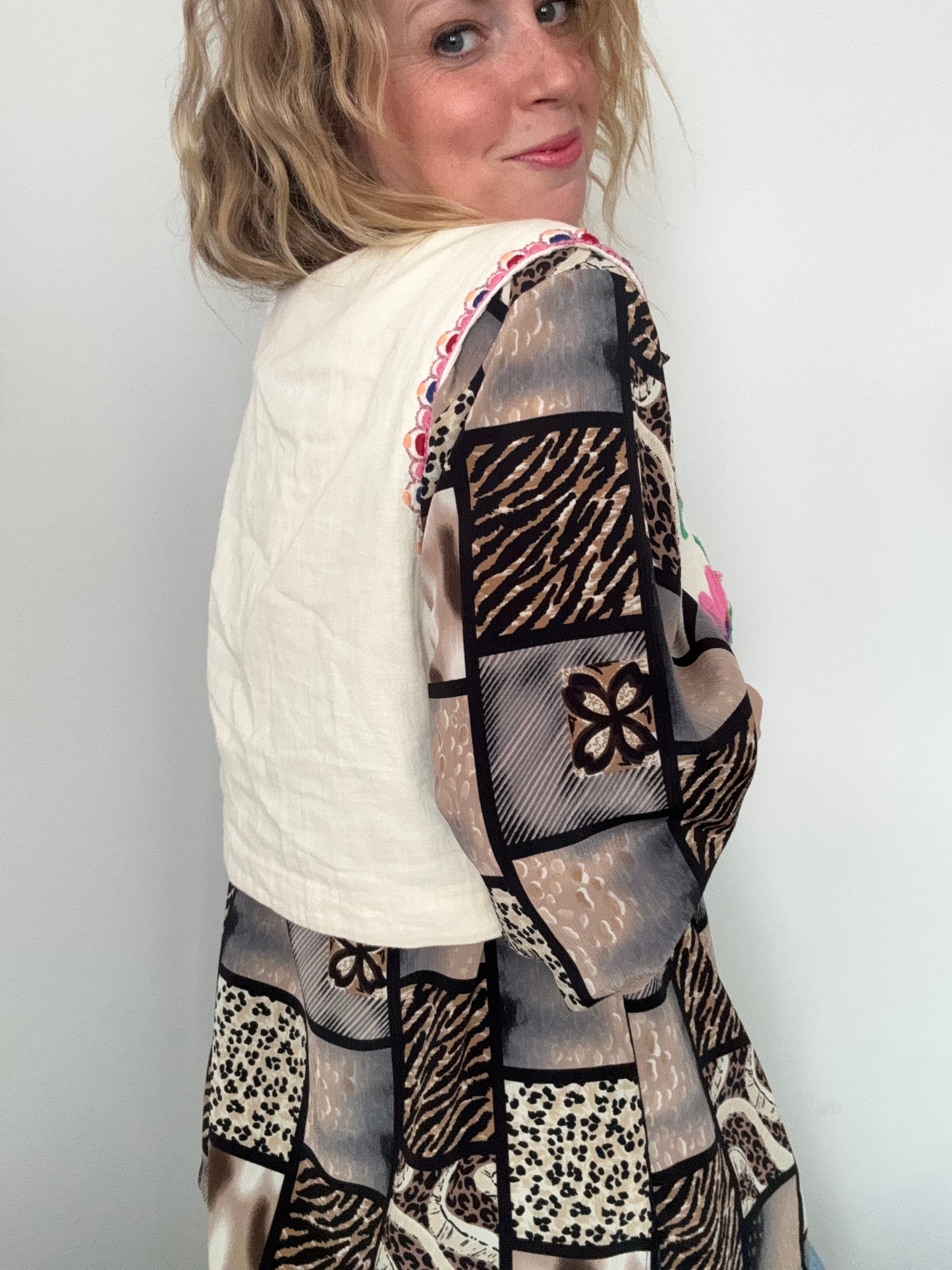 Zara embroidered open waistcoat
