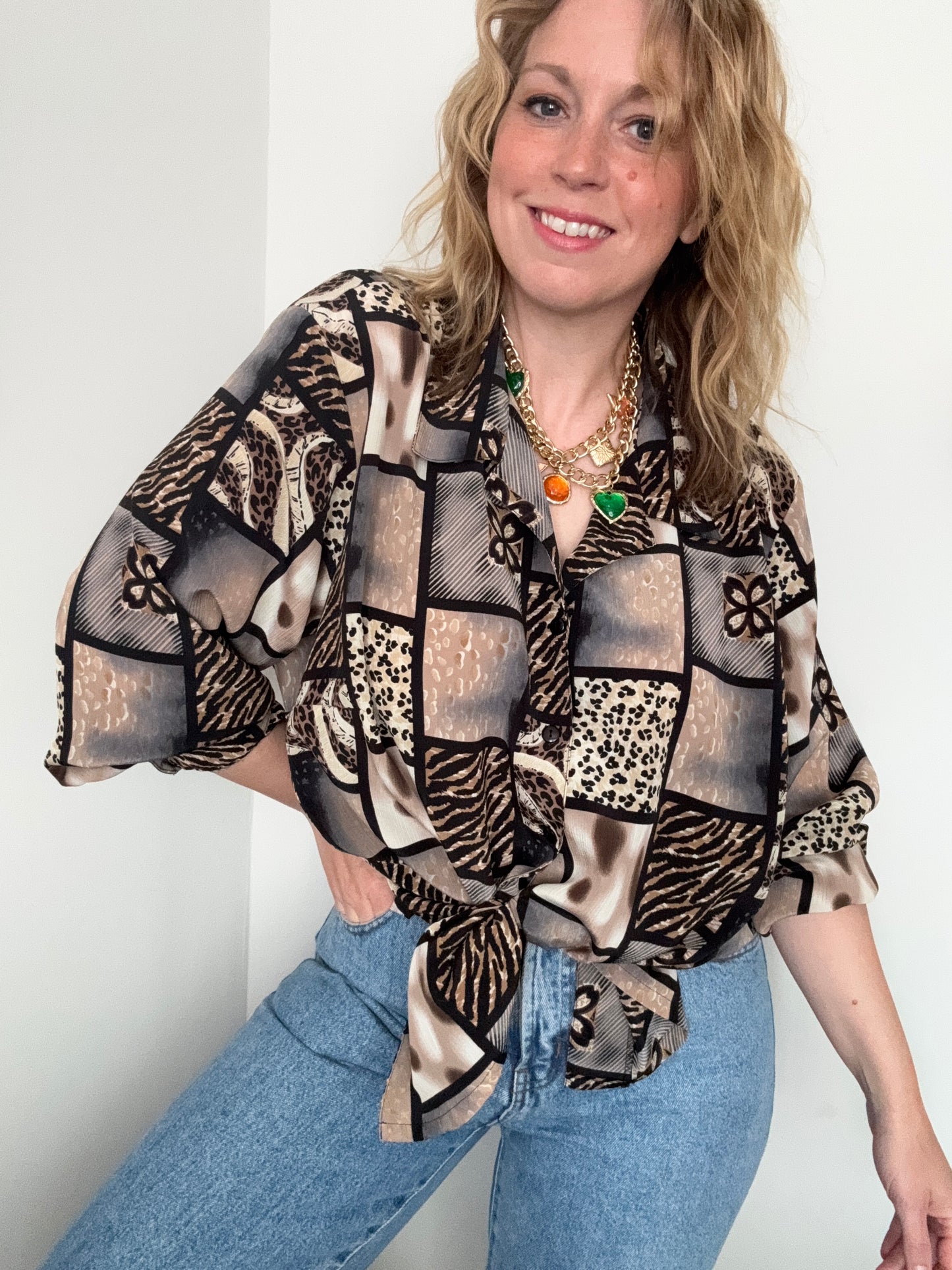 Vintage 1990s ‘animal print patchwork’ shirt
