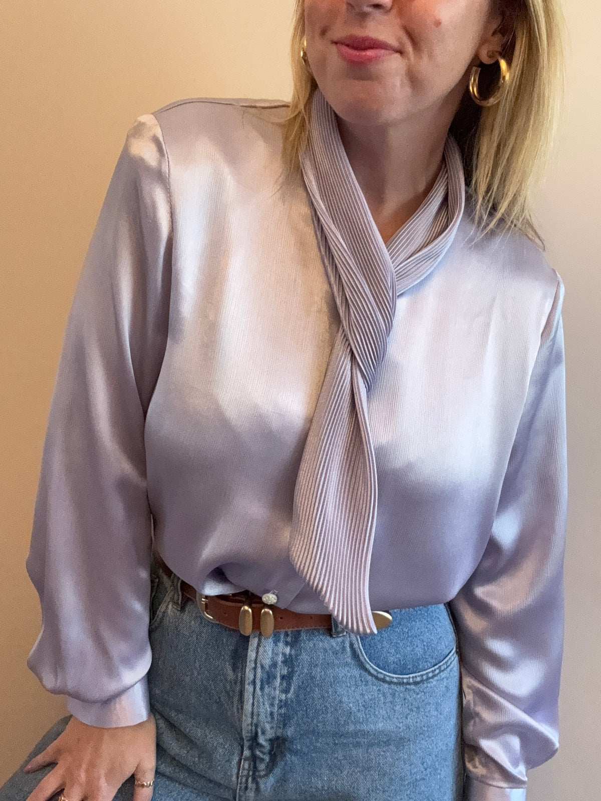 Vintage ‘pleated neck tie’ blouse