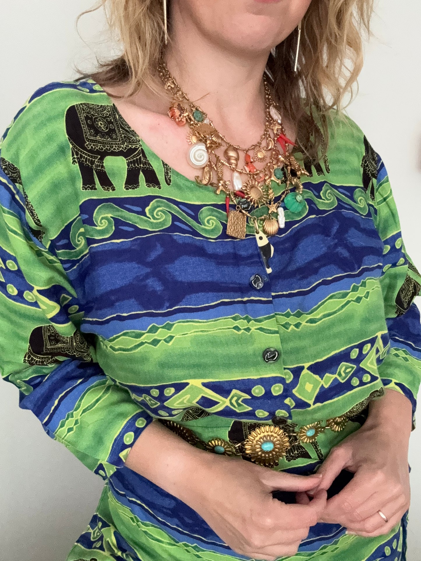 1990s elephant pattern two piece set